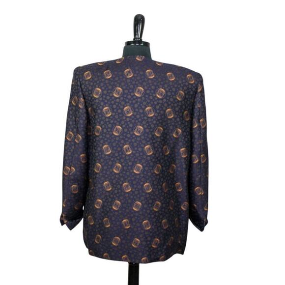 Vintage Achille Dattilo Blazer Jacket Blue Copper Shoulder Pads 80s90s - Picture 3 of 5